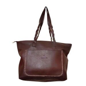 WEIMEIBAIGE Brown Vegan Leather Tote Bag Shoulder Purse Large